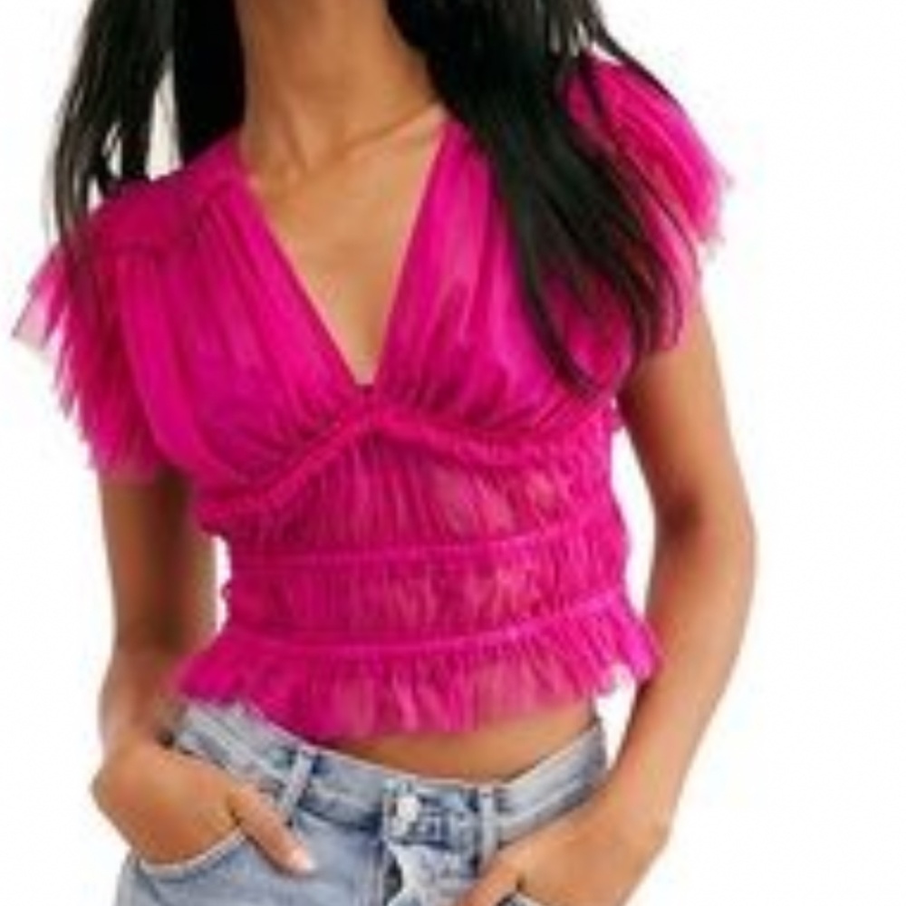 Hot pink sheer statement top!